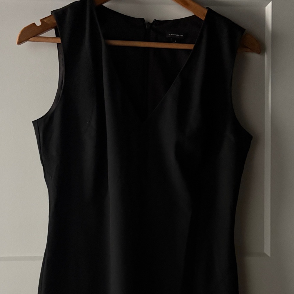 Ann Taylor Black V-Neck Midi Dress